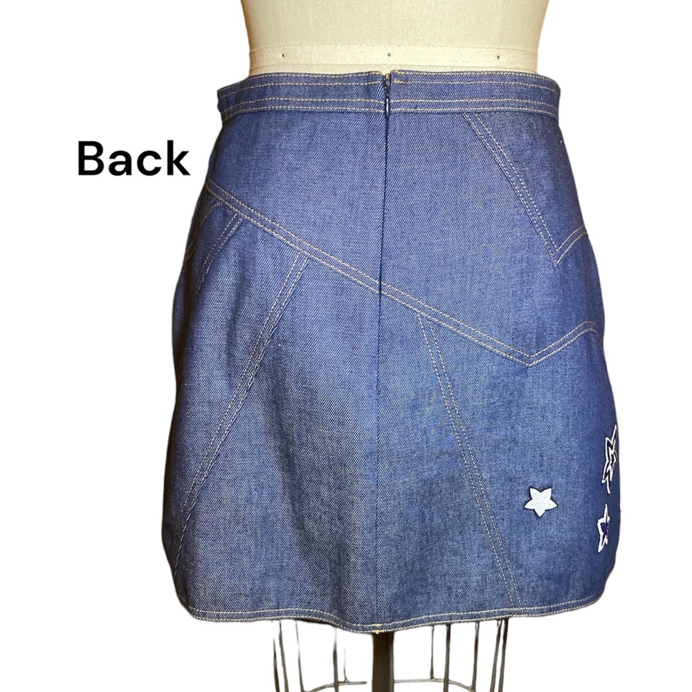 Luxury Designer Andrew GN | Resort Mini Skirt w/ Glass Bead Stars Denim 4th July - Picture 6 of 16
